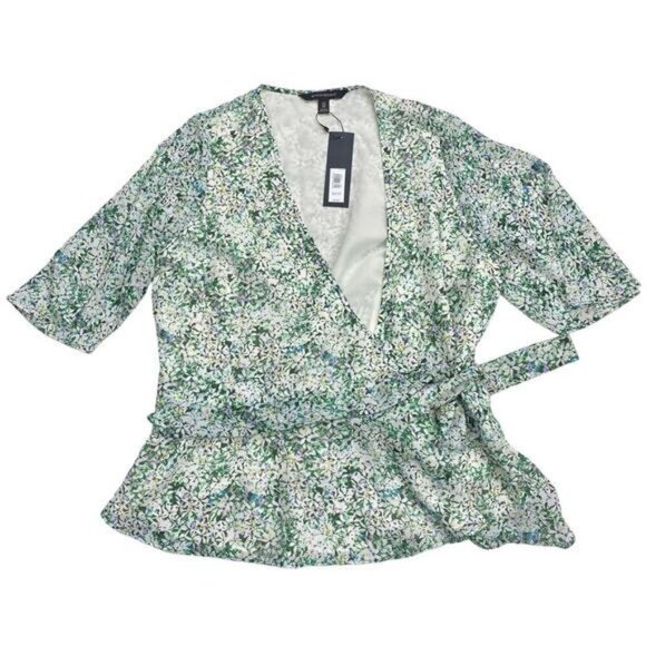 Banana Republic Floral Wrap Blouse Size XS - Picture 2 of 6